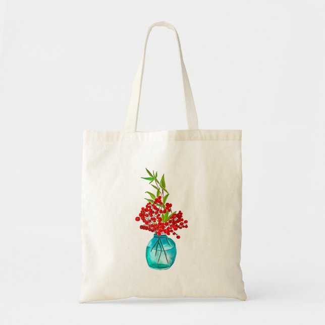 Red Berries watercolor art Tote Bag (Front)