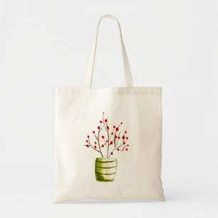 Red Berries watercolor Christmas Tote Bag