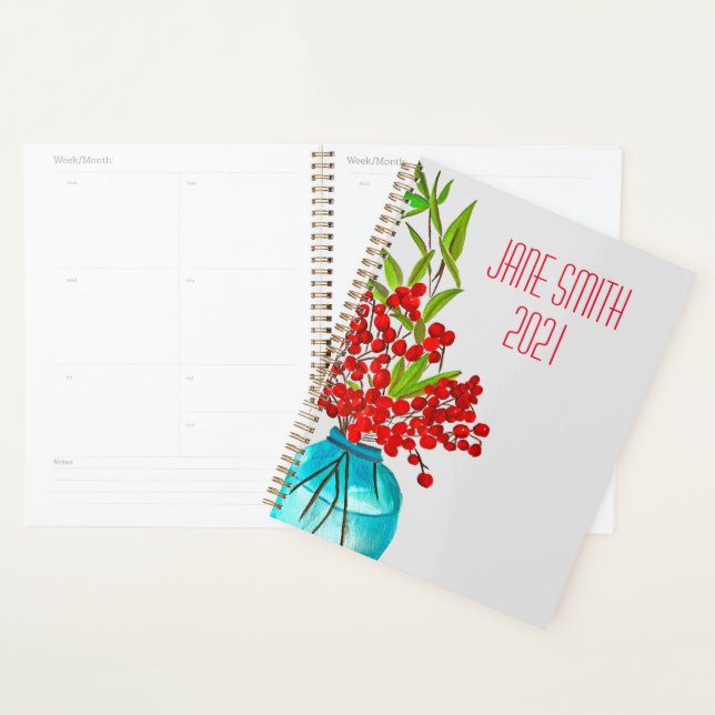 Red Berries watercolor fine art colourful Planner (Display)