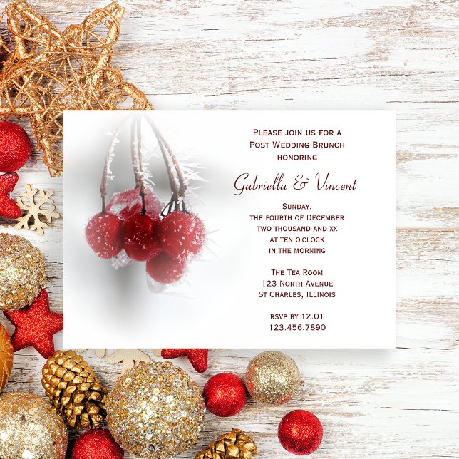 Red Berries Winter Post Wedding Brunch Invitation (Creator Uploaded)