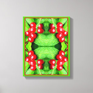 Red Berries With Raindrops Abstract Nature Canvas Print