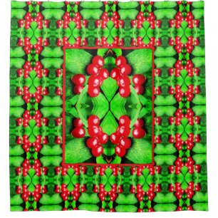 Red Berries With Raindrops Abstract Nature Pattern