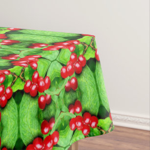 Red Berries With Raindrops Abstract Nature     Tablecloth