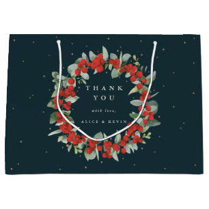 Red Berry+Eucalyptus Christmas/Holiday Thank You Large Gift Bag