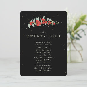 Red Berry+Eucalyptus Table Number Seating Card