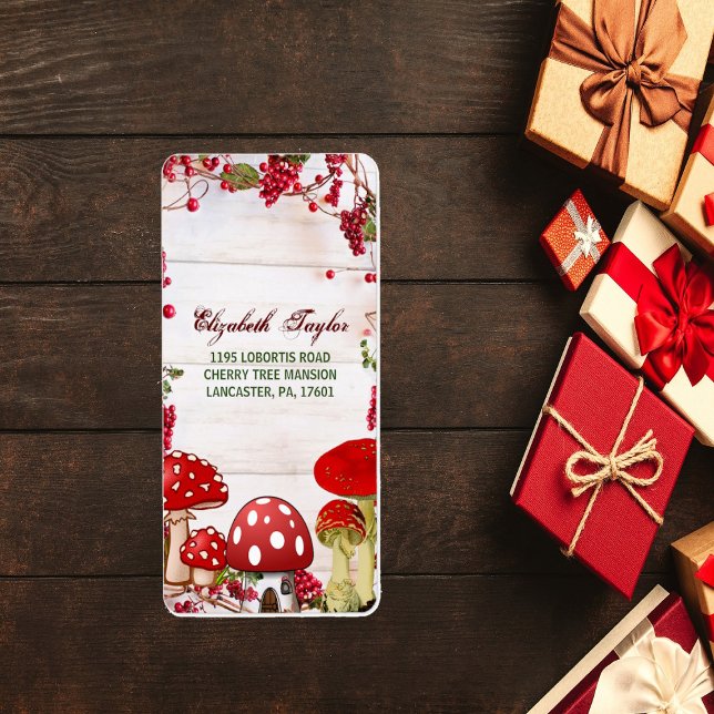 Red Berry Garden Toadstool Magic Mushroom Party Label (Red Berry Garden Toadstool Magic Mushroom Party Label)