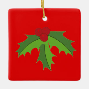 Red Berry Holly Ceramic Ornament