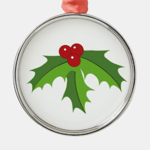 Red Berry Holly Metal Ornament