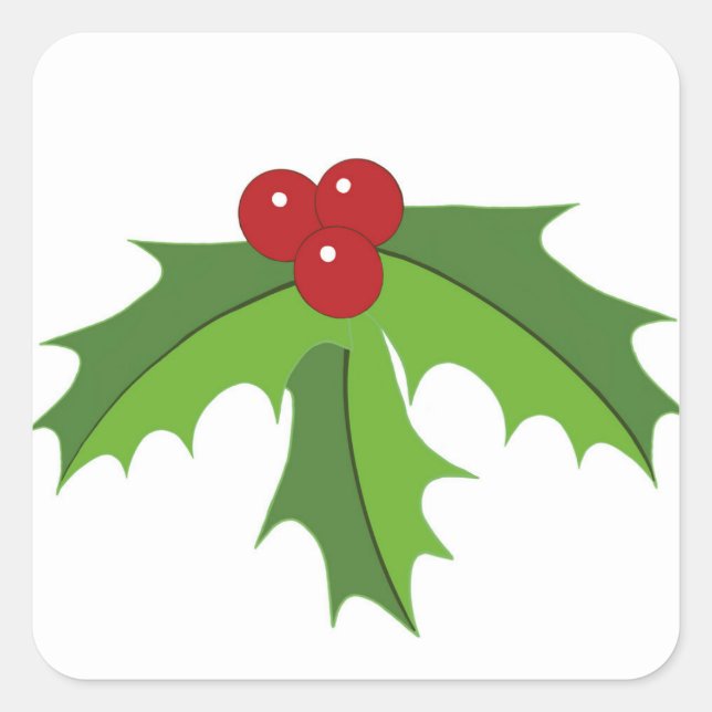 Red Berry Holly Square Sticker (Front)