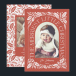 Red Berry Merriest Little Christmas Arch Photo Holiday Card<br><div class="desc">A unique and modern holiday card featuring an arch photo shape with modern styled typography that curves elegantly around your photo, and original hand-drawn winter foliage artwork. Easily personalize the front and back with your own text and photos using the template provided. To customize even further, click on the “Edit...</div>