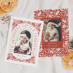 Red Berry Merriest Little Christmas Arch Photo Holiday Card<br><div class="desc">A unique and modern holiday card featuring an arch photo shape with modern styled typography that curves elegantly around your photo, and original hand-drawn winter foliage artwork. Easily personalize the front and back with your own text and photos using the template provided. To customize even further, click on the “Edit...</div>