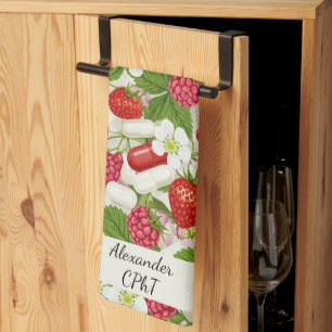 Red Berry & Pills Pharmacy Kitchen Towel