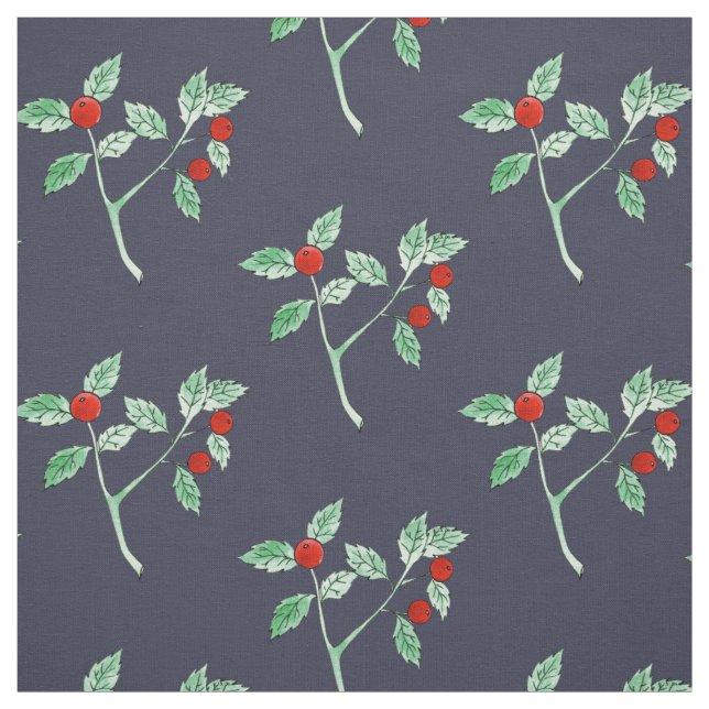 red berry plant fabric (Swatch)