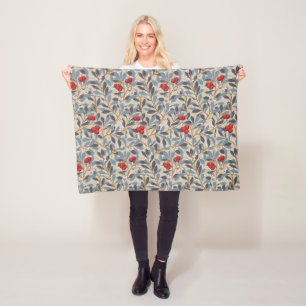 Red Berry Tree, William Morris Fleece Blanket