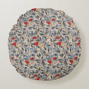 Red Berry Tree, William Morris Round Pillow