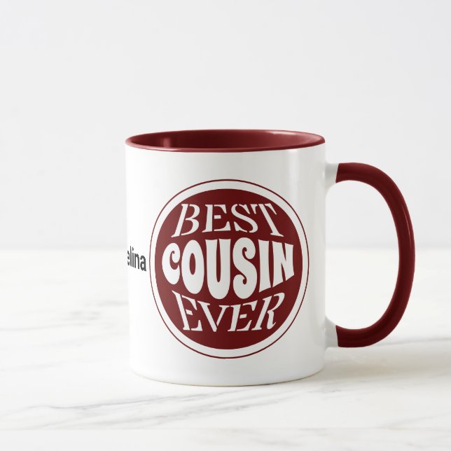 Red BEST COUSIN EVER Personalized Mug (Right)