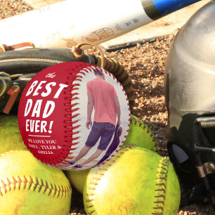 Red Best Dad Ever 2 Photo Collage Father Softball