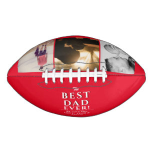 Red Best Dad Ever Father`s Day 3 Photo Collage Football