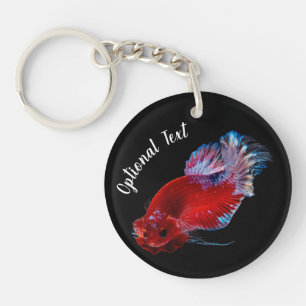 Red Betta Fighting Fish Keychain