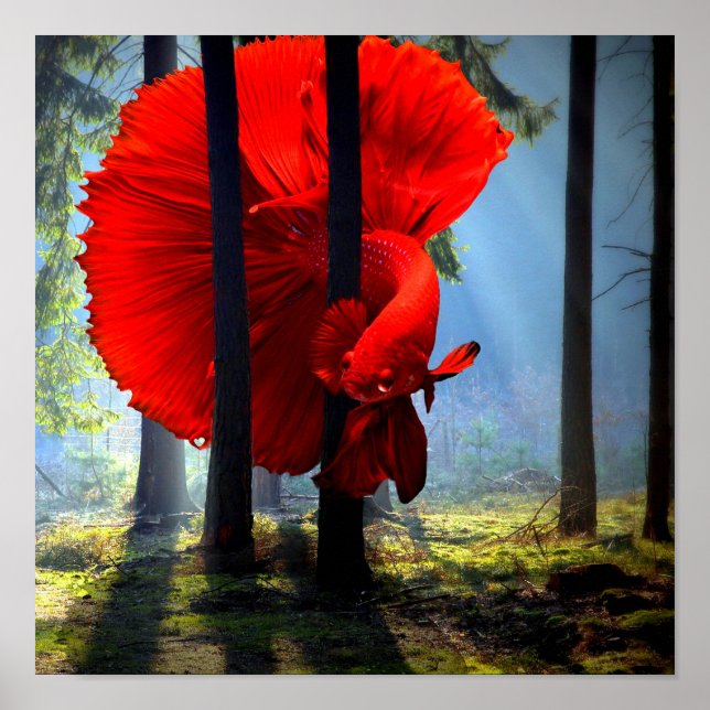 Red Betta Fish Poster (Front)