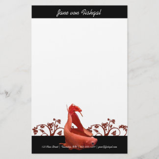 Red Betta Fish with Nature Accents Stationery