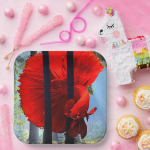 Red Betta Paper Plate