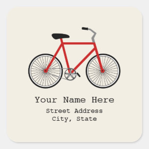 Red Bicycle Address Sticker