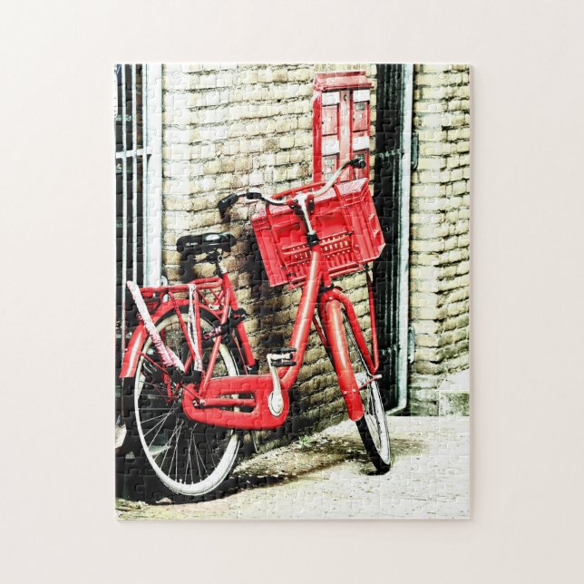 Red Bicycle & Amsterdam, Netherlands /design Jigsaw Puzzle (Vertical)