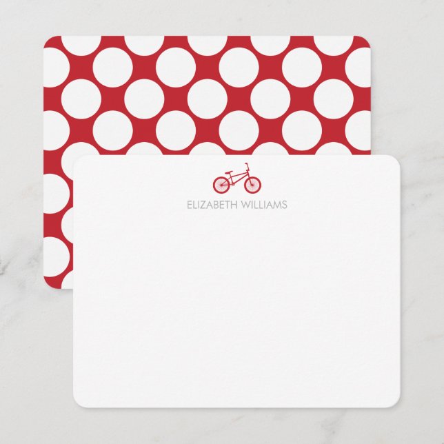 Red Bicycle and Large Dots Note Cards (Front/Back)