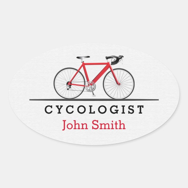 Red bicycle Cycologist Oval Sticker (Front)