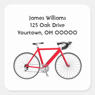 Red Bicycle On White Square Sticker