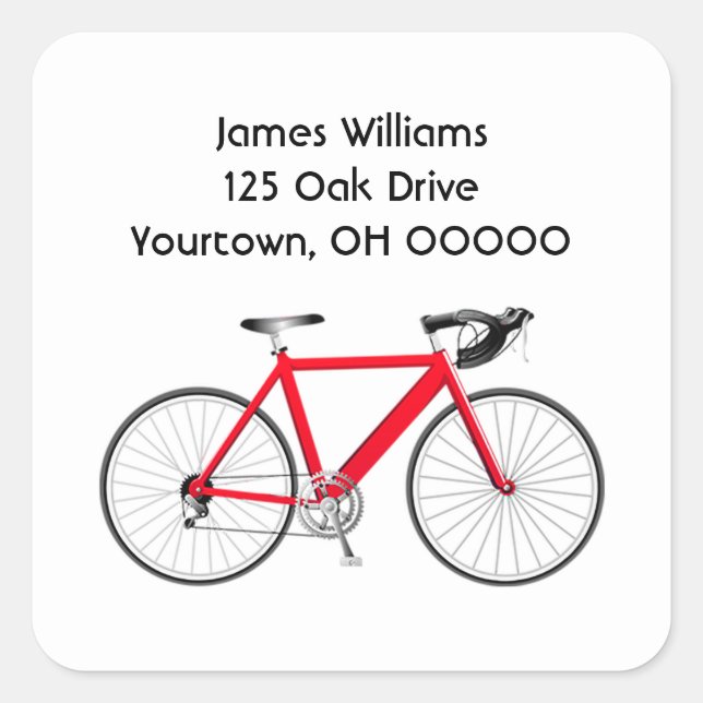 Red Bicycle On White  Square Sticker (Front)