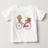 Red Bicycle Sunflowers & Pumpkins  Baby T-Shirt (Front)