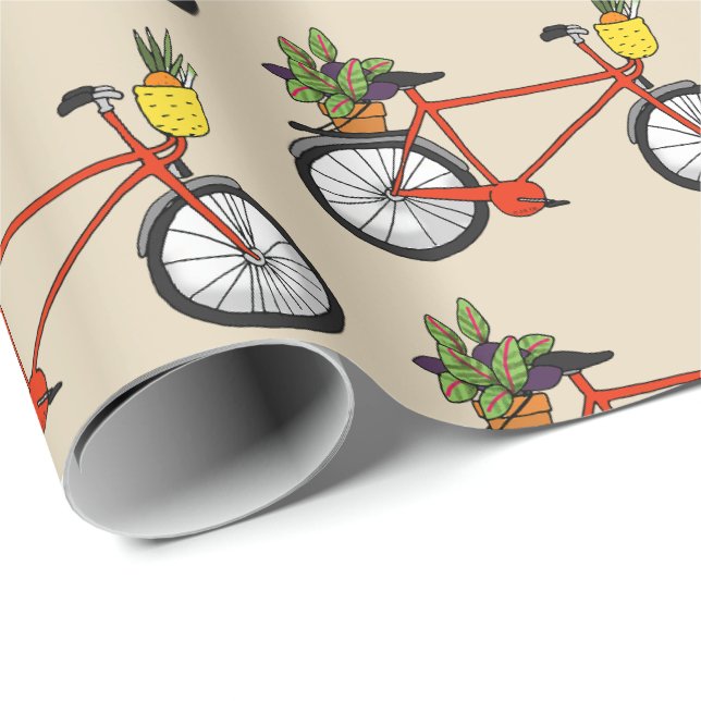 red bicycle with green plant wrapping paper (Roll Corner)