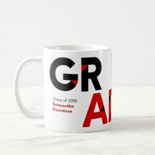 Red Big Bold Angle-Cut Letters Graduation Coffee Mug