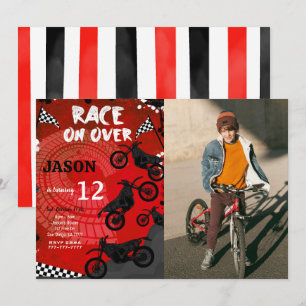 Red Bike Birthday Photo Invitation 