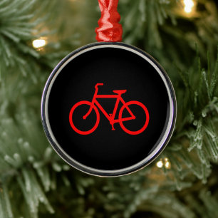 Red Bike Graphic Metal Ornament