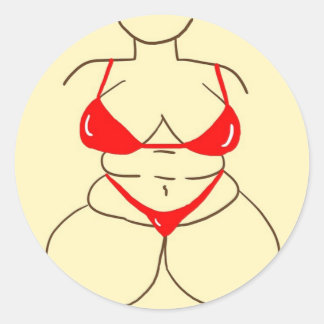 Red Bikini Classic Round Sticker