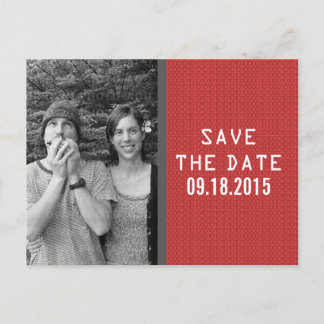 Red Binary Code Photo Save the Date Postcard