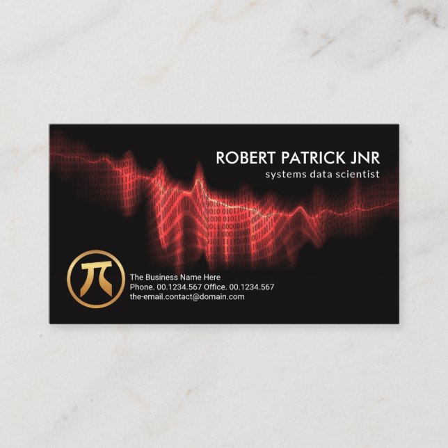 Red Binary Codes Digital Wave Data Scientist Business Card (Front)