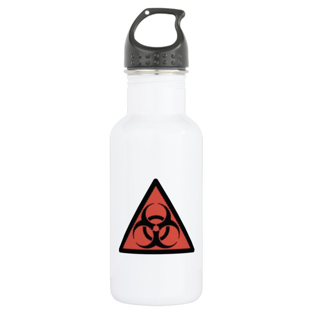 Red biohazard sign 532 ml water bottle (Front)