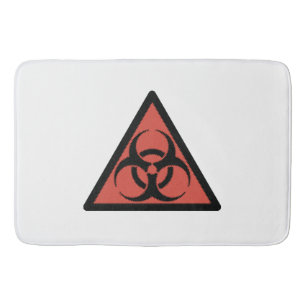 Red biohazard sign bath mat