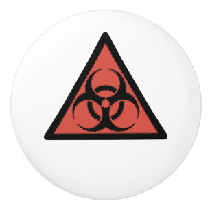 Red biohazard sign ceramic knob