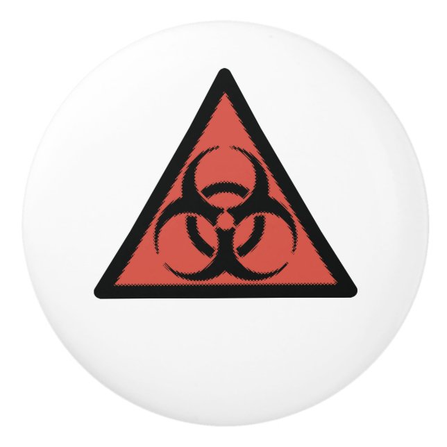 Red biohazard sign ceramic knob (Front)