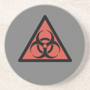 Red biohazard sign coaster