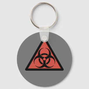 Red biohazard sign keychain