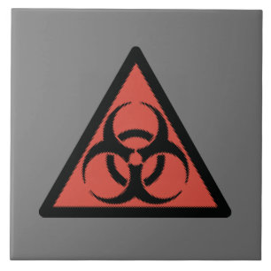 Red biohazard sign tile
