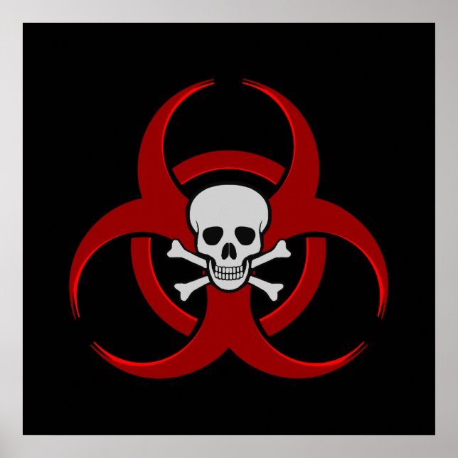 Red Biohazard Skull Poster (Front)