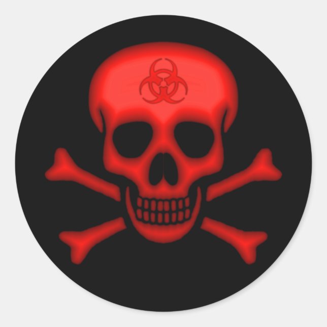 Red Biohazard Skull Sticker (Front)