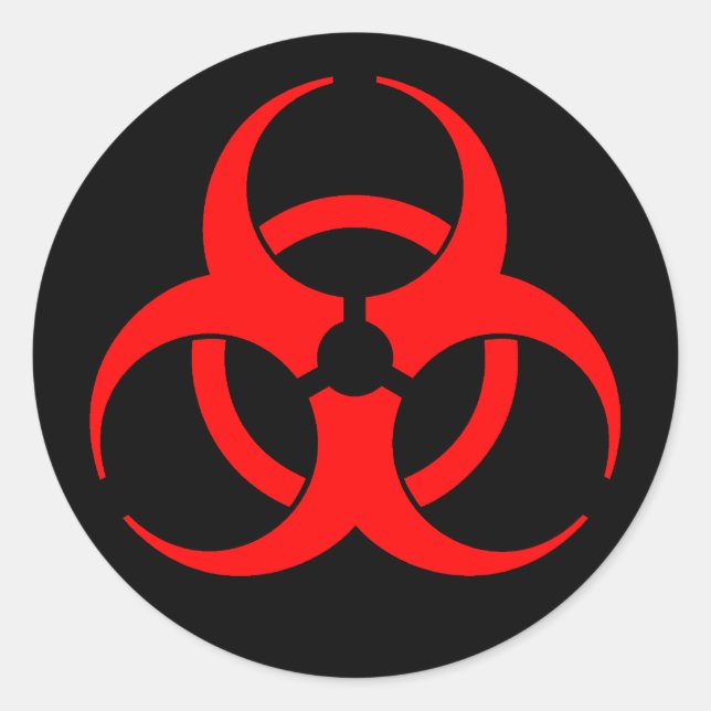 Red Biohazard Symbol Classic Round Sticker (Front)